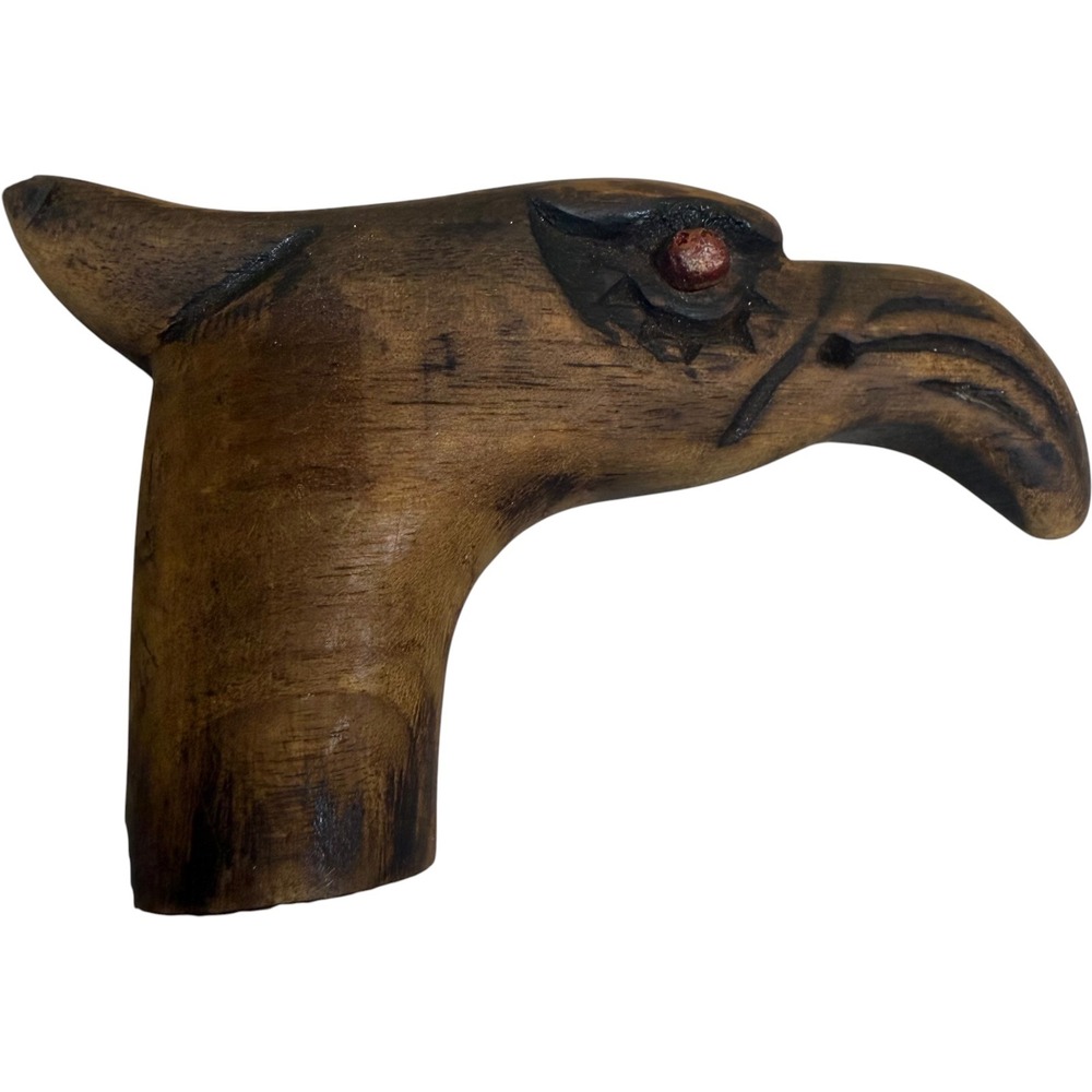 Unbranded Hand Carved Wood‎ Eagle Head Cane Walking Stick Handle Vintage Used